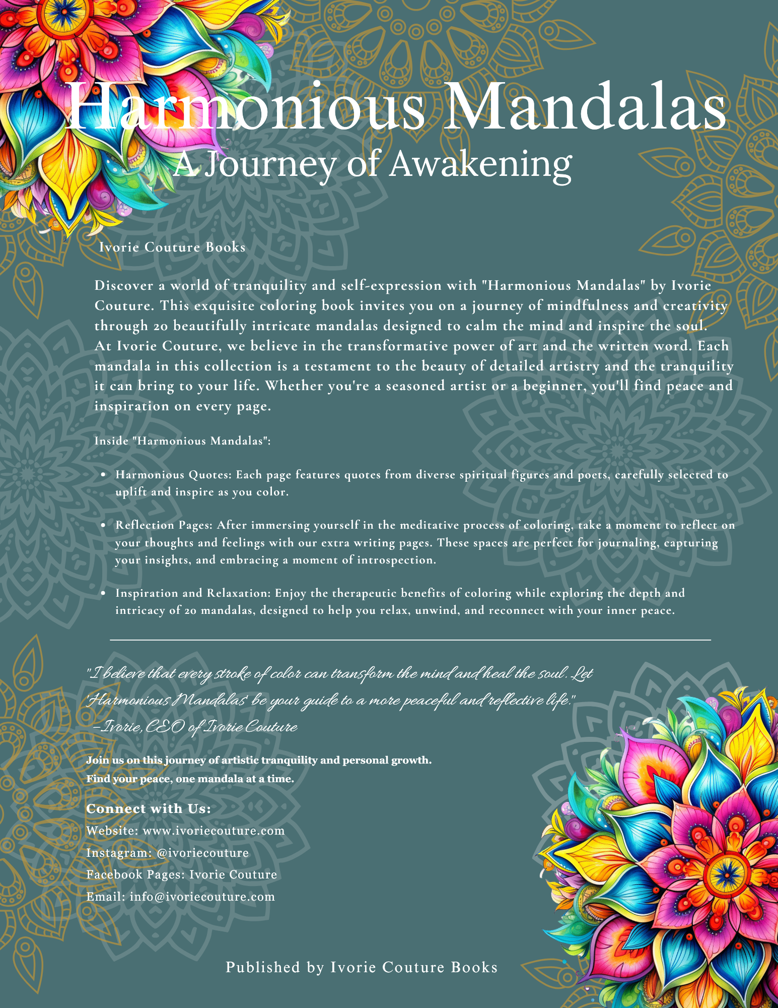 Harmonious Mandalas: A Journey of Awakening (Green Cover) ivoriecouture.com