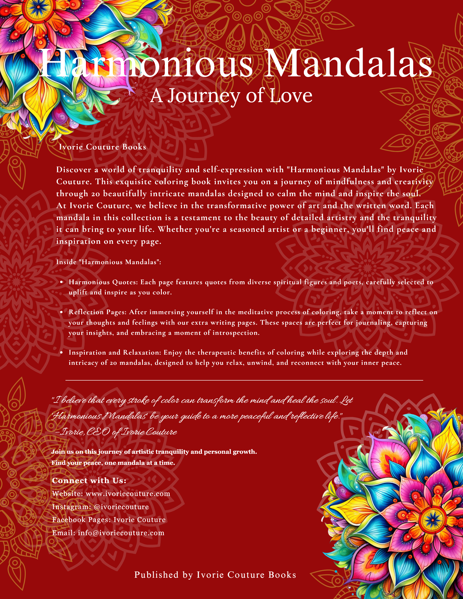 Harmonious Mandalas: A Journey of Love (Red Cover)