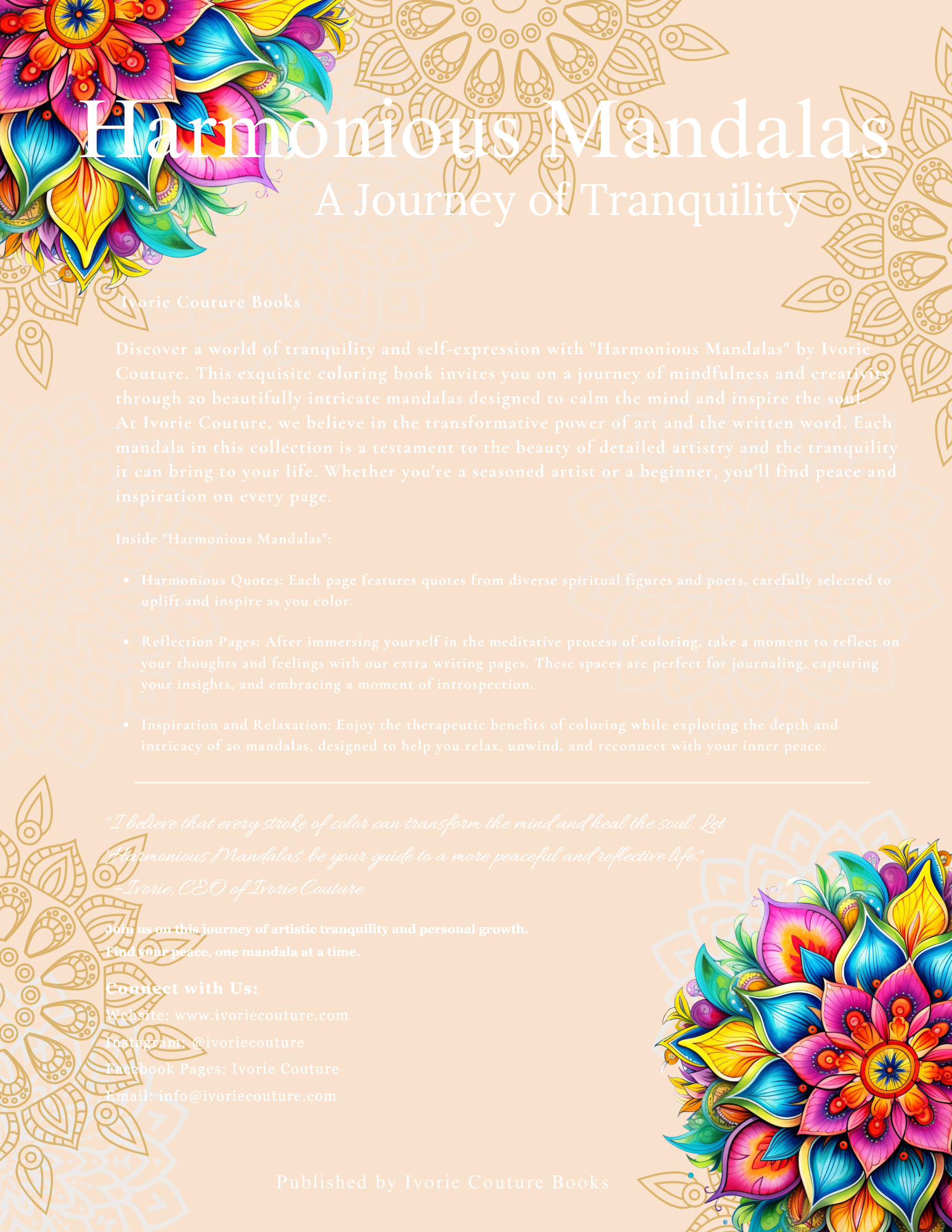 Harmonious Mandalas: A Journey of Tranquility (Tan Cover)