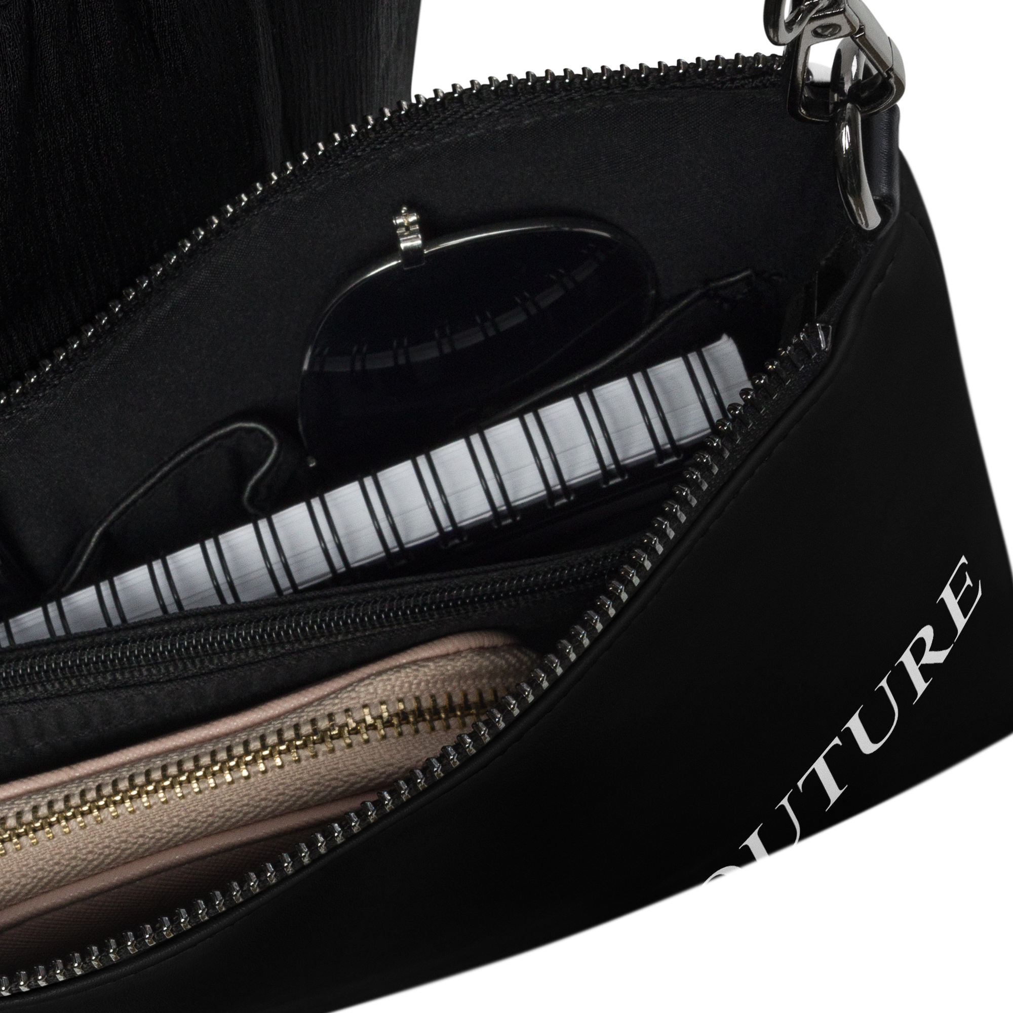 Ivorie Couture Signature Noir Crossbody Handbag Crossbody bag black inside purse view
