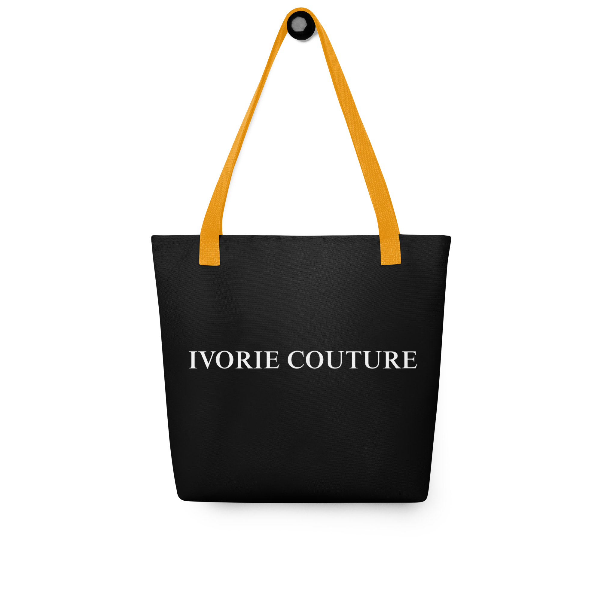 Ivorie Couture Pure Gold Luxury Carry-All Tote Bag hanging to show grande size